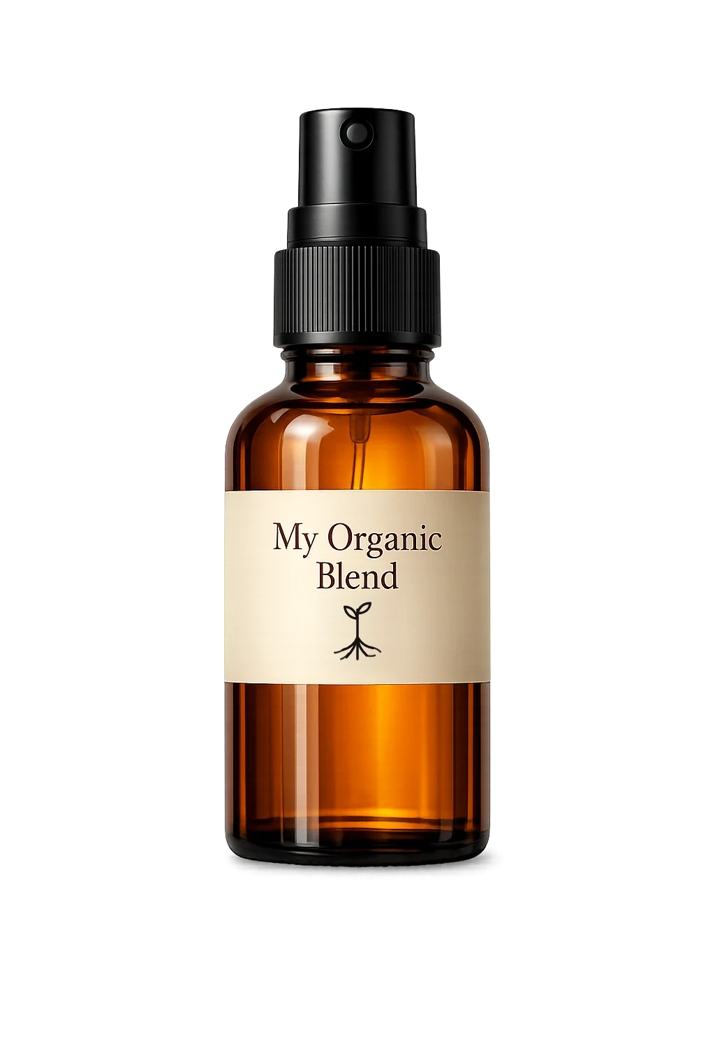 My Organic Blend Signature Root Oil, amber glass bottle with matte-black fine-mist spray pump