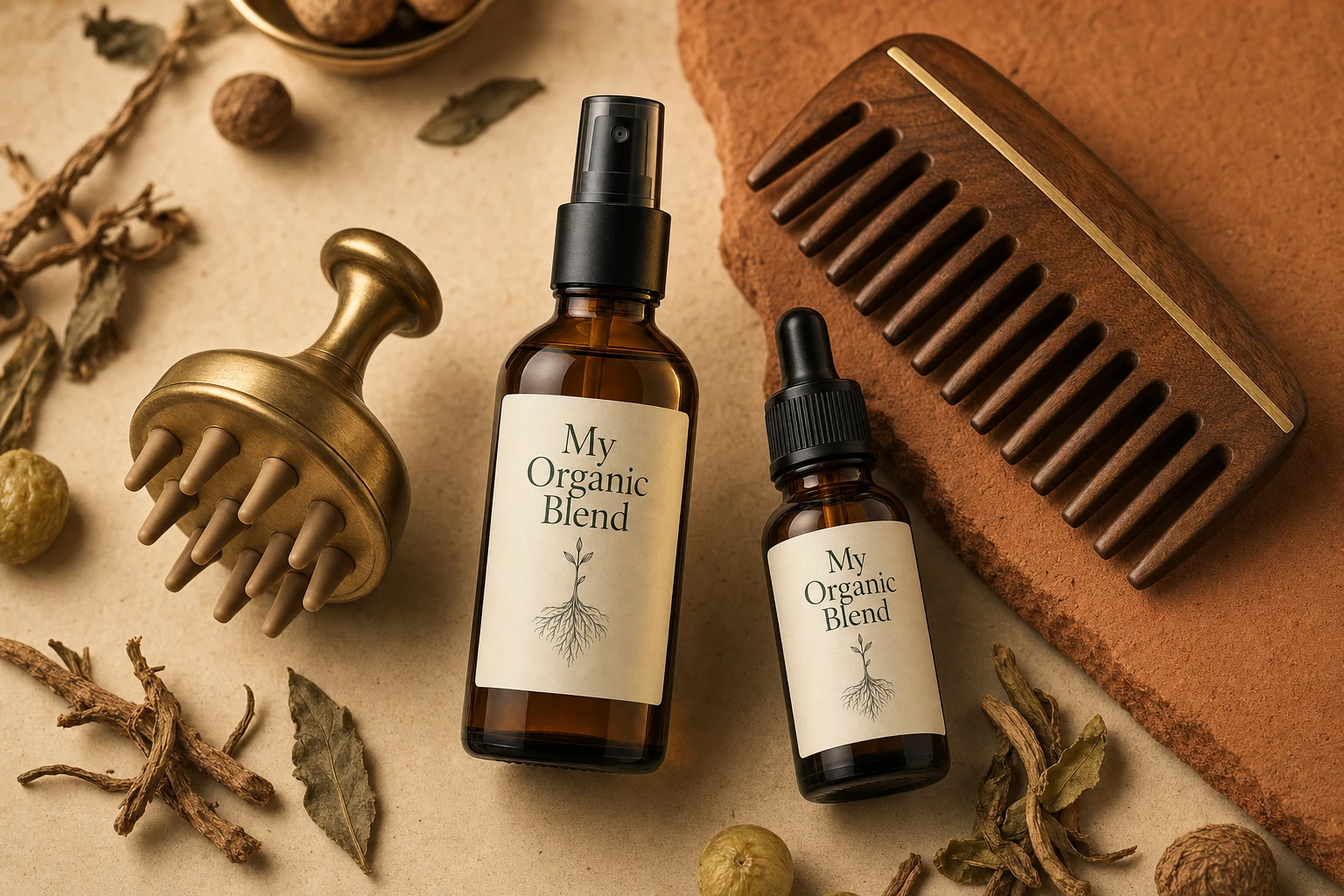 The Full Ritual System: oil, scalp massager, comb and serum